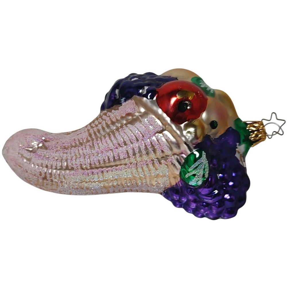 Germany Inge Glass Cornucopia Blown Glass‎ Thanksgiving Christmas Ornament SEE